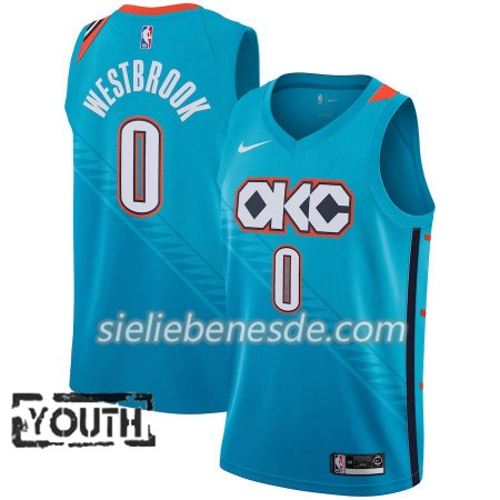 Kinder NBA Oklahoma City Thunder Trikot Russell Westbrook 0 2018-19 Nike City Edition Blau Swingman